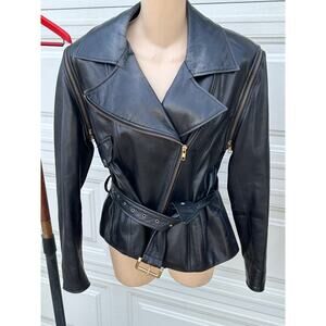 VINTAGE VAKKO LEATHER CONVERTIBLE MOTO BIKER JACKET TO VEST-ZIP OFF SLEEVES M